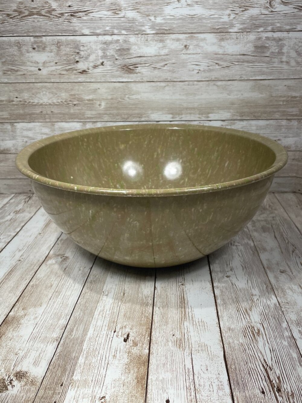 Vintage BROOKPARK Taupe Speckled Melmac Melamine Mixing Bowl Mid-Century Modern